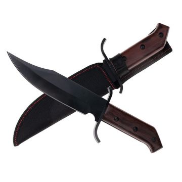 Cutit de vanatoare DEPOX , Pilgrim Dagger, 33 cm, otel inoxidabil, negru, husa inclusa