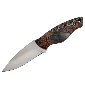 Cutit de vanatoare DEPOX , Stag Call, 20 cm, bej, husa inclusa