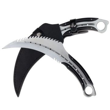 Cutit karambit DEPOX , Comando Specialist, otel inoxidabil, 33 cm, argintiu, teaca inclusa