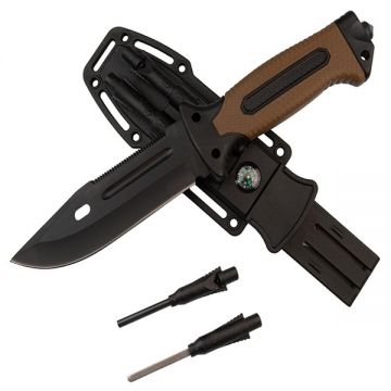 Cutit Militar cu amnar si ascutitor , 27.5 cm DEPOX  , teaca multifunctionala