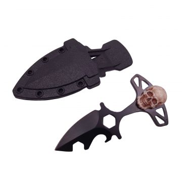 Cutit tactic de vanatoare DEPOX , Broken Silence, 8 cm, negru, teaca cu prindere curea