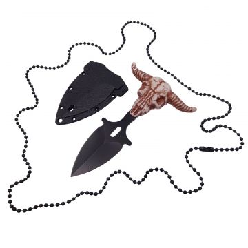 Cutit tactic de vanatoare DEPOX , Death Valley, 8.5 cm, negru, teaca cu lant inclusa