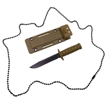 Cutit tactic de vanatoare DEPOX , Military Convoy, 10 cm, teaca cu lant inclusa, kaki