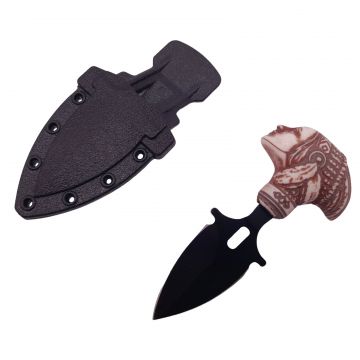 Cutit tactic de vanatoare DEPOX , Shaman Goddess, 8.5 cm, negru, teaca cu prindere curea