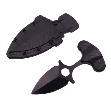 Cutit tactic de vanatoare DEPOX , Spear Trap, 8 cm, negru, teaca cu prindere curea