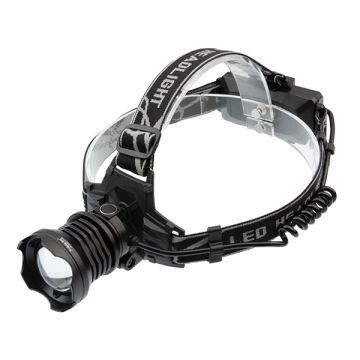 Lanterna de cap LED XHP160 Ultra-Bright , DEPOX , zoom, intensitate interschimbabila, aluminiu, negru