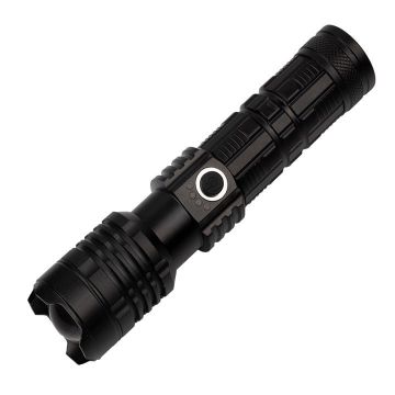 Lanterna de supravietuire DEPOX , Gefahrenhelfer, metalica, LED, USB, zoom, negru