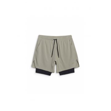 Pantaloni scurti de trening  Kaki - uscare rapida - pentru barbati - material sintetic
