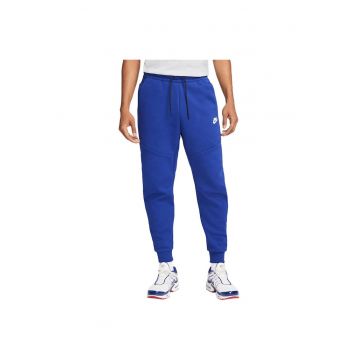 Pantaloni sport barbati  Tech Fleece - DV0538 - buzunare cu fermoar - bumbac/poliester - albastru