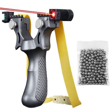 Prastie cu laser DEPOX , Sling King, plastic, 11.5 cm, cu boloboc, argintiu si 100 bile,7 mm