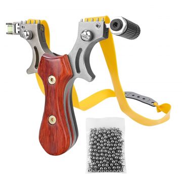 Prastie cu laser DEPOX , Sling Queen, metalic, 11.5 cm, cu boloboc, maner lemn, maro