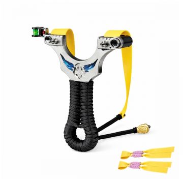 Prastie de precizie metalica cu laser si vizor, DEPOX , 2 elastice de rezerva, 12 cm, negru