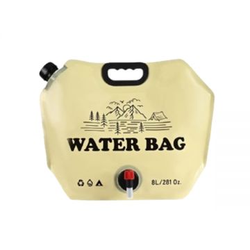 Sac de apa pliabil 8L, pentru camping si calatorii, bej