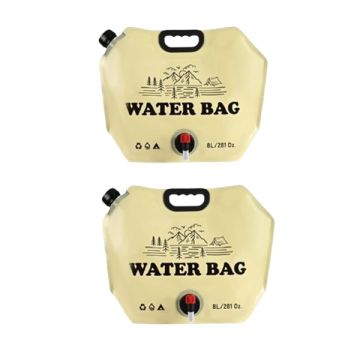 Set 2 saci de apa pliabili 8L, pentru camping si calatorii, bej