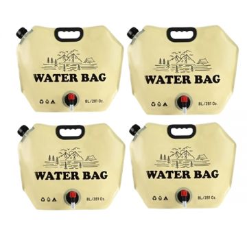 Set 4 saci de apa pliabili 8L, pentru camping si calatorii, bej