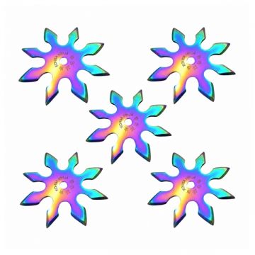 Set cinci stele de aruncat DEPOX , 8 colturi, metalic, multicolor, 10 cm