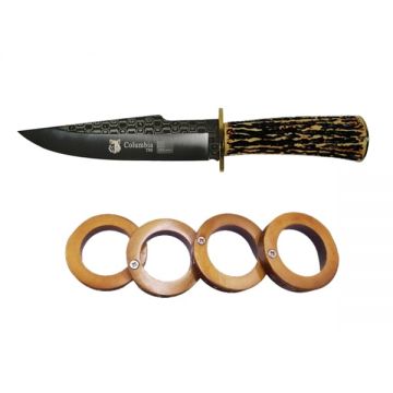 Set cutit de vanatoare Bone Blade, 31 cm si rozeta extensibia pentru autoaparare ,DEPOX  , otel