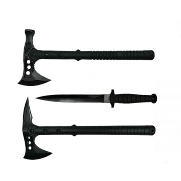 Set Cutit de vanatoare cu doua taisuri si doua Toporare Survivor, DEPOX , otel inoxidabil