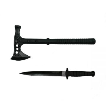 Set Cutit de vanatoare cu doua taisuri si Topor Survivor, DEPOX , otel inoxidabil