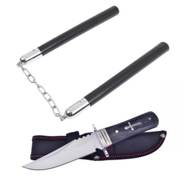Set Cutit de vanatoare ,Tang Hunter , 28 cm si Nunceag 31 cm , DEPOX  , teaca inclusa