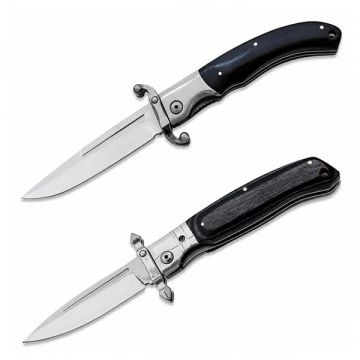 Set de doua bricege pliabile DEPOX , lama din otel inoxidabil, maner lemn, 23.5 cm, negru