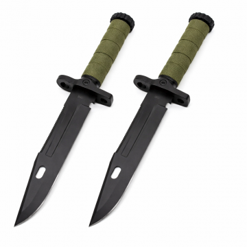 Set de doua cutite cu amnar si ascutitor , 32 cm DEPOX  , teaca multifunctionala, verde military