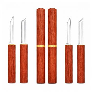 Set de doua cutite Japoneze 2 in 1 DEPOX , camping, maner plastic, 19 cm, maro