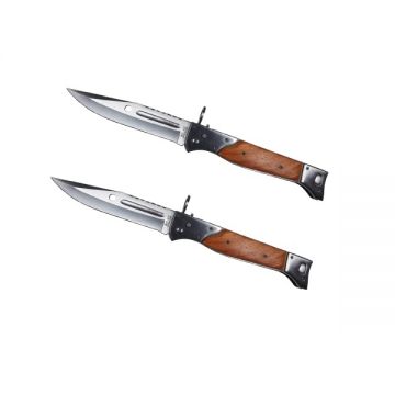 Set doua briceaguri de vanatoare, AK-47 Assault, 22 cm, teaca inclusa, maro