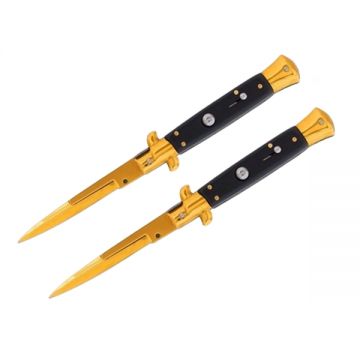 Set doua bricege cu arc, DEPOX , design italian clasic, husa inclusa, 22 cm, auriu