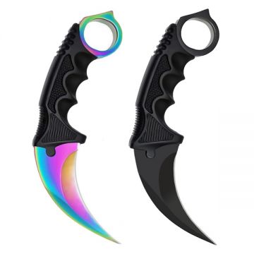 Set doua cutite karambit, 19 cm, multicolor negru, teaca inclusa