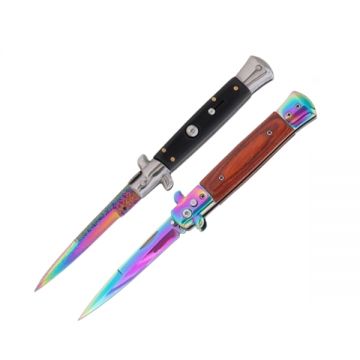 Set doua cutite pliabile cu arc, DEPOX , design italian clasic, husa inclusa, 22 cm, multicolor