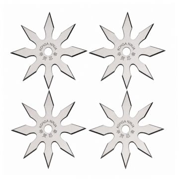 Set patru stele de aruncat, 8 colturi, otel inoxidabil, 10 cm, argintiu