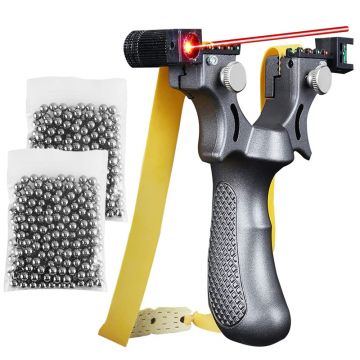 Set prastie cu laser DEPOX , Sling King, plastic, 11.5 cm, cu boloboc, argintiu si 200 bile metalice 7 mm