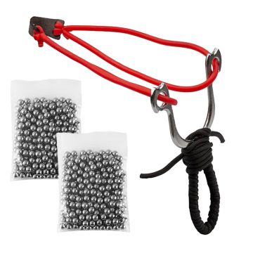 Set prastie metalica DEPOX , Sling King, snur, negru, 15 cm si 200 bile metalice