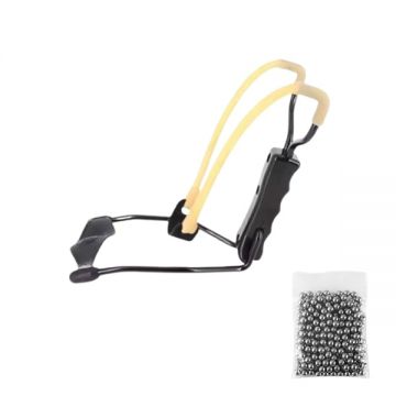 Set prastie metalica profesionala cu suport de incheietura si 100 bile 9 mm, metal, maner antiderapant, 18 cm