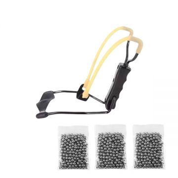 Set prastie metalica profesionala cu suport de incheietura si 300 bile 6 mm, metal, maner antiderapant, 18 cm