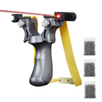 Set prastie plastic cu laser si set 300 bile 8 mm, 11.5 cm, cu boloboc, argintiu