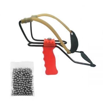 Set prastie profesionala metalica cu suport antebrat si 100 bile metalice 10 mm, 20 cm, portocaliu