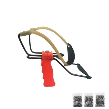 Set prastie profesionala metalica cu suport antebrat si 300 bile metalice 6 mm, DEPOX , 20 cm, portocaliu