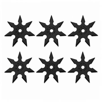 Set sase stele de aruncat DEPOX , 7 colturi, metalic, negru, 9.5 cm