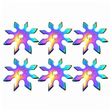 Set sase stele de aruncat DEPOX , 8 colturi, metalic, multicolor, 10 cm