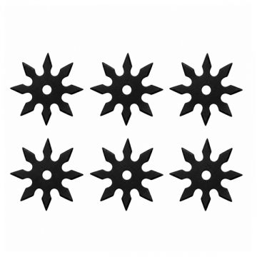 Set sase stele de aruncat DEPOX , 8 colturi, metalic, negru, 10 cm