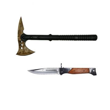 Set Topor DEPOX  , Survivor Desert Camo si briceag AK-47 , 34 cm, teaca inclusa