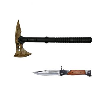 Set Topor DEPOX  , Survivor Desert Camo si briceag AK-47, teaca inclusa