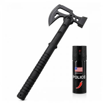 Set topor si spray paralizant chili, DEPOX , otel inoxidabil, negru, 42 cm  60 ml