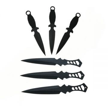 Set trei cutite de aruncat Anarchy Way si trei cutite de aruncat, Black Fury, DEPOX , teaca inclusa