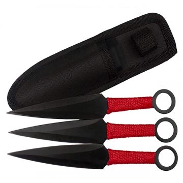Set trei cutite de aruncat, DEPOX , otel inoxidabil, 16 cm, teaca inclusa