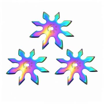 Set trei stele de aruncat DEPOX , 8 colturi, metalic, multicolor, 10 cm