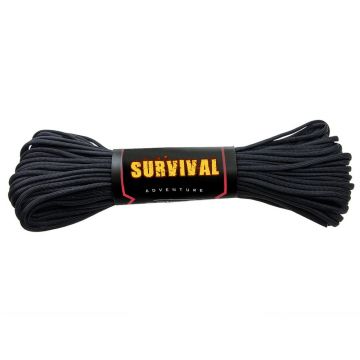 Sfoara paracord DEPOX , Adventure Survival, 30 metri, negru, 200 g