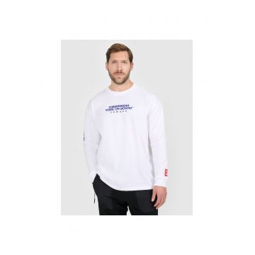 Tricou sport  barbati - alb - bumbac - maneca lunga -